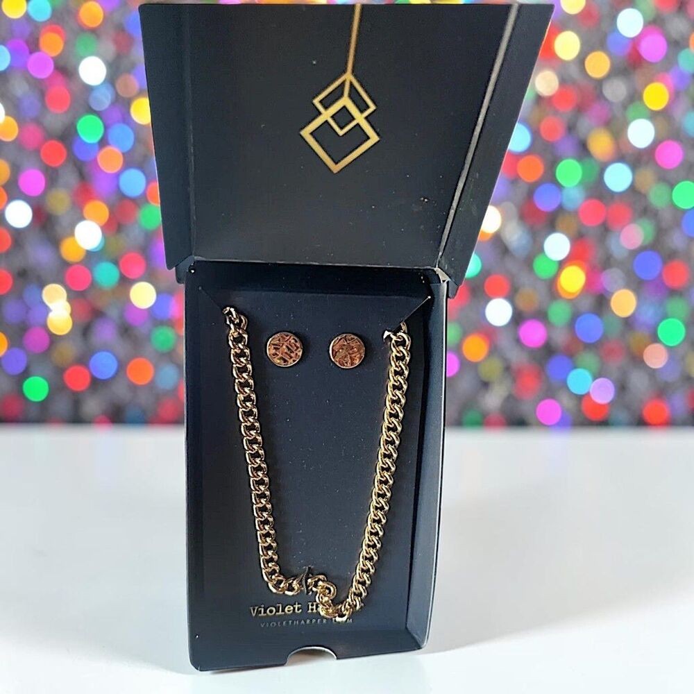 VIOLET HARPER ELANA LINK NECKLACE + EARRING Set NWT MSRP $55